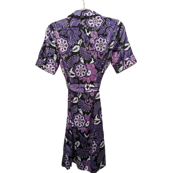 Banana Republic Retro Mod Print Short Sleeve Belted Button Front Shirt Dress, 2 - Picture 7 of 12